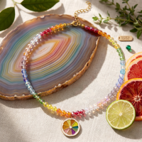 Lemon Glass Pendant With 304 Stainless Steel Chain, Beading Craft For Women, 1 Piece