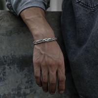 Retro Geometric Silver-Plated Cuff Bracelet for Men